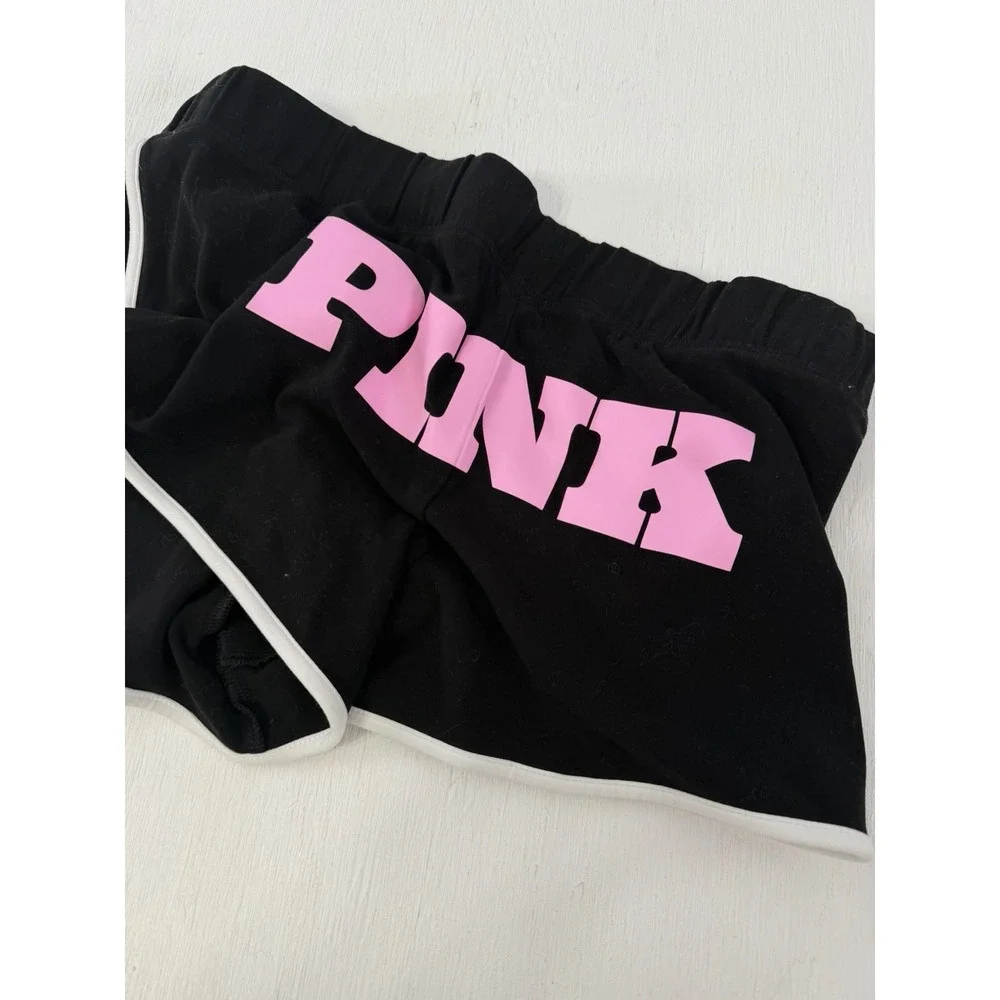 NEW victoria's secret PINK Black Campus Micro Mini Short Black Cotton Modal M